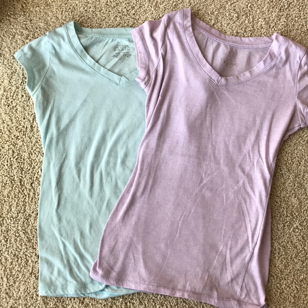 YOU GET 2 - Icy blue & lavender v-neck T-shirts